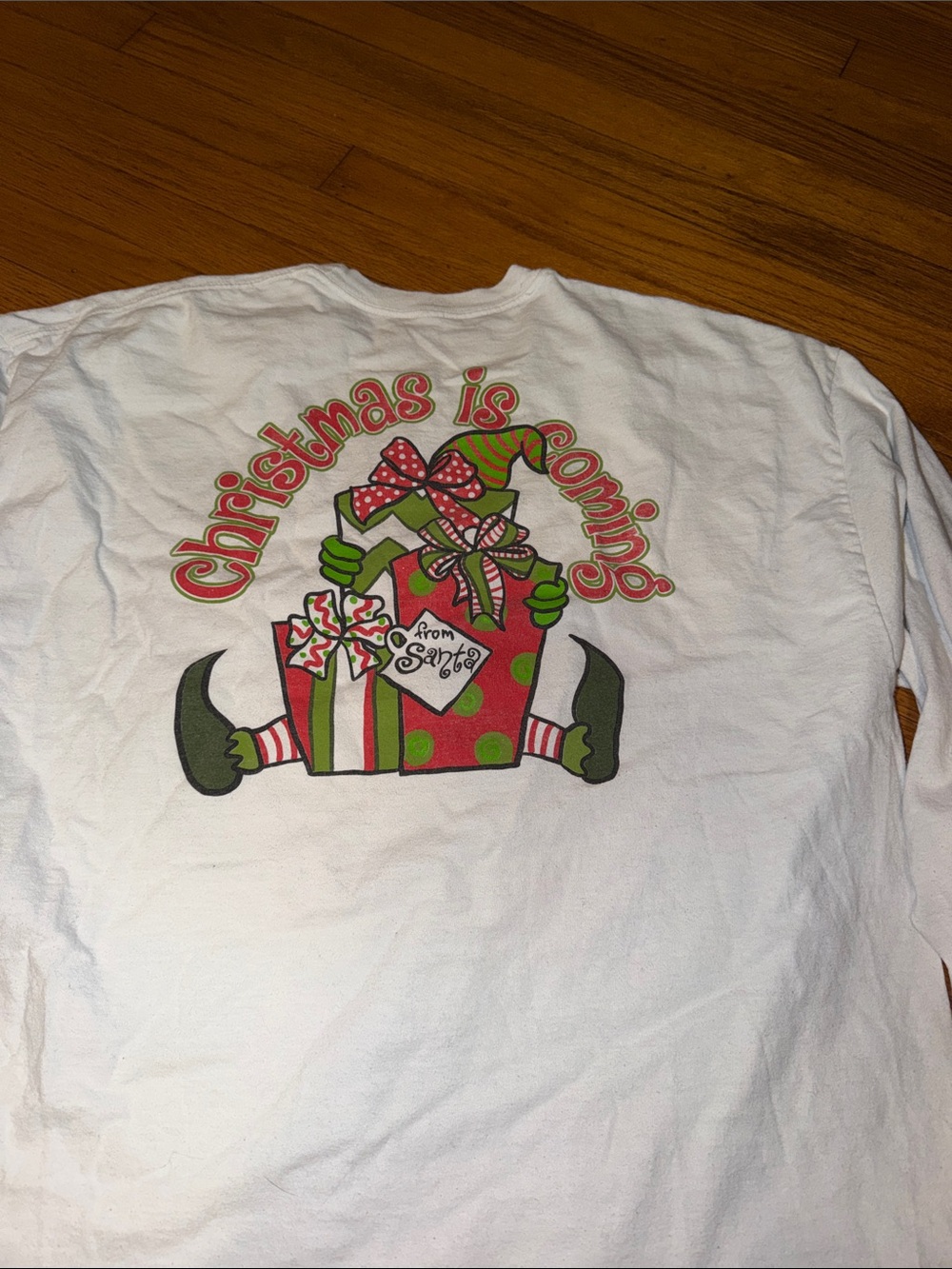 Womens White 'Christmas Is Coming' Southern Gal Graphic Long Sleeve Shirt